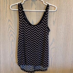 Black and Tan chevron tank with sheer bow on back